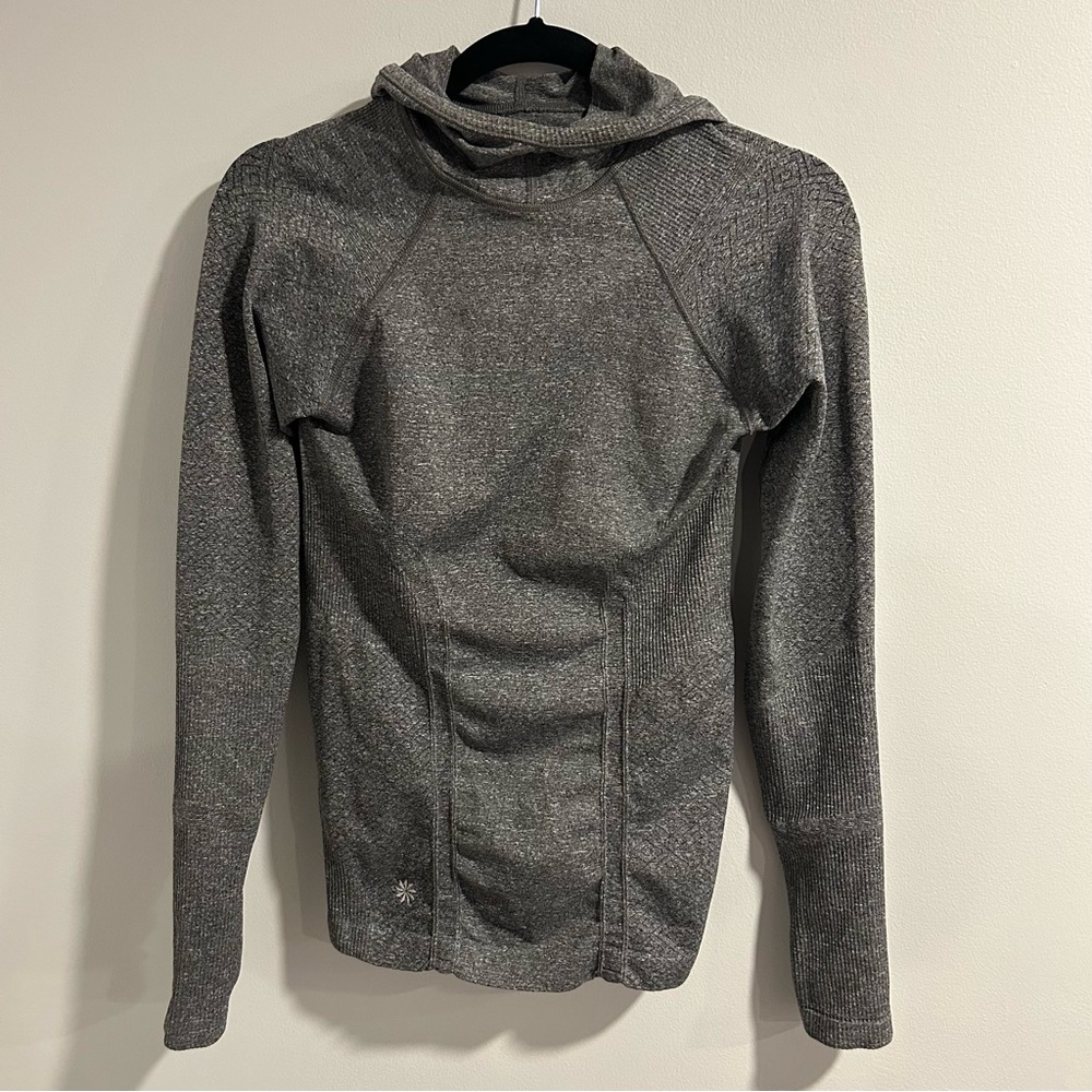 Athleta Tracker Hoodie Top Speckled Gray Size XS